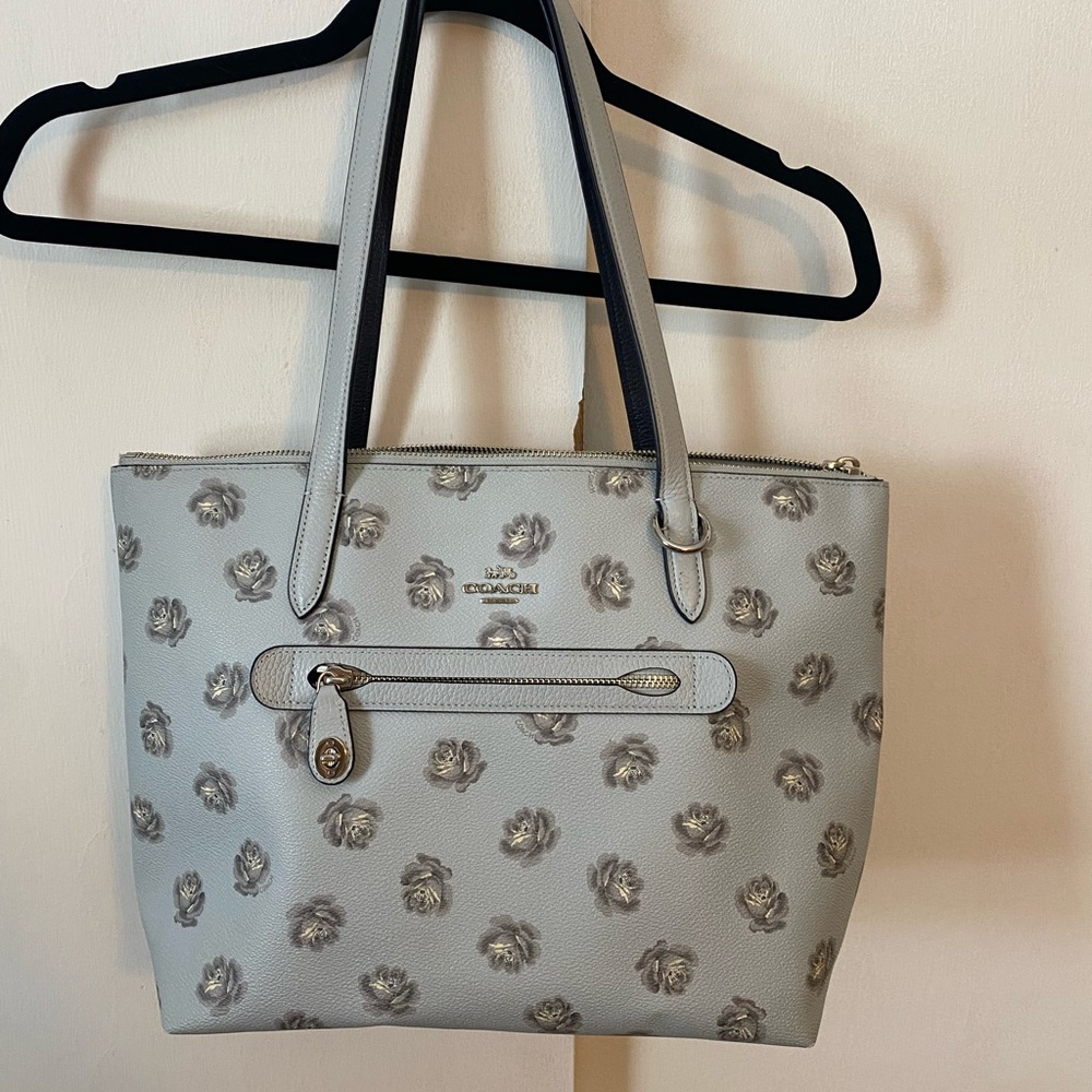 Coach Blue Glitter Rose Tote